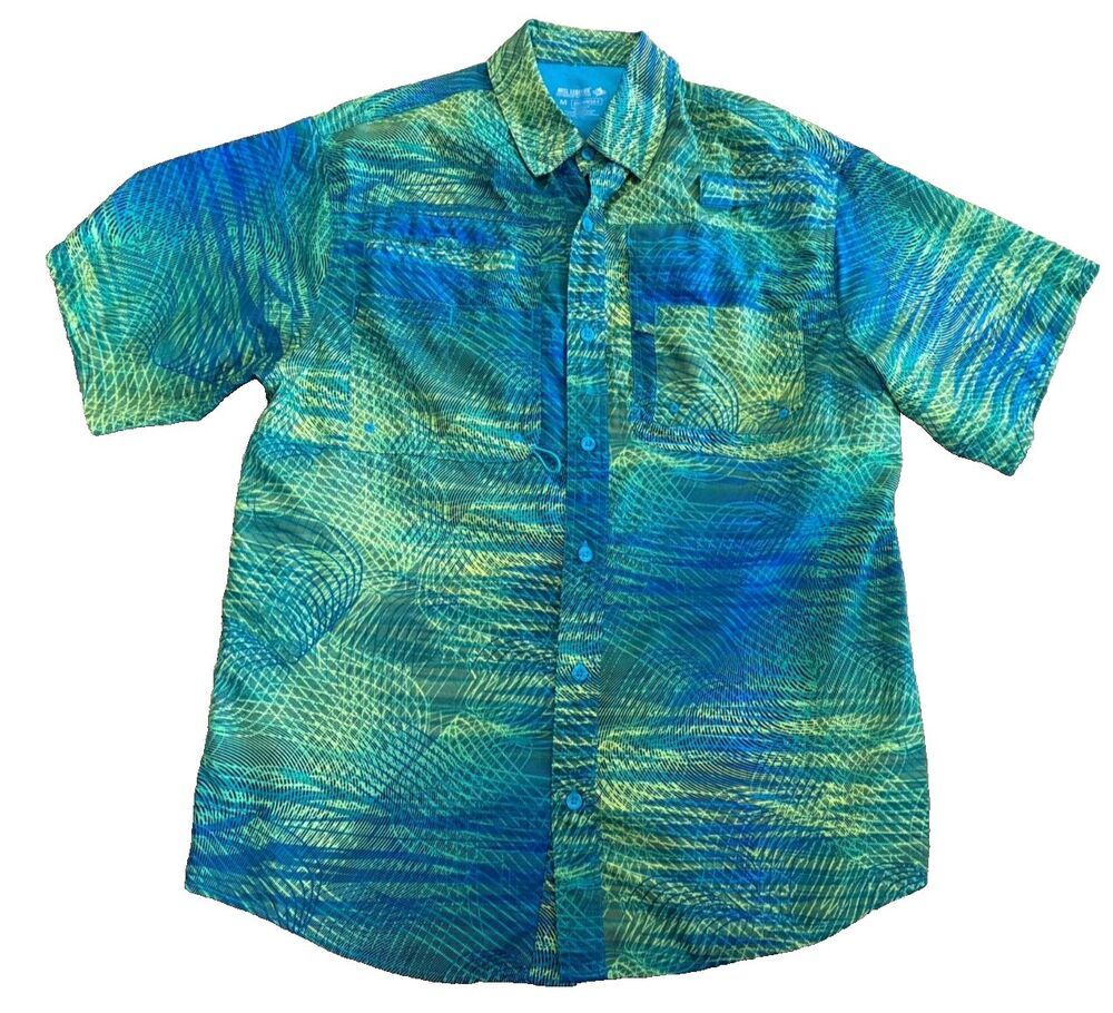 Reel Legends Fishing Shirt Mens Medium Short Sleeve Performance Saltwater II EUC